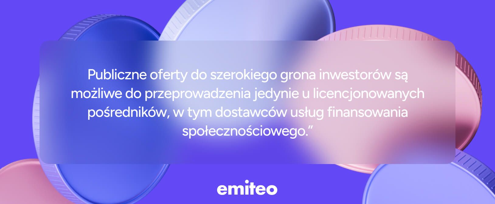 Cytat o zakazie publicznego oferowania udziałów w spółce z o.o. na tle graficznym Emiteo.