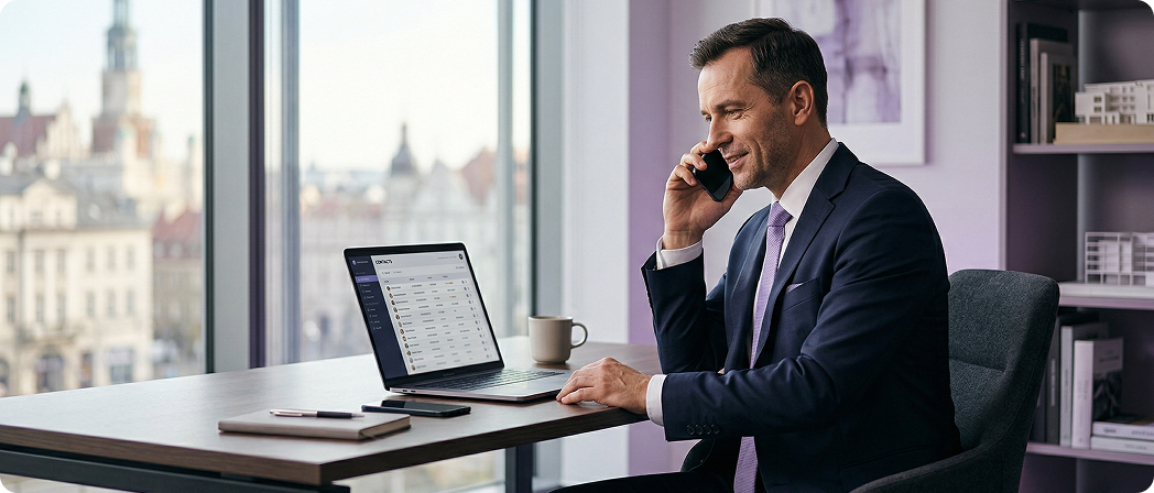 Doradca inwestorski przy laptopie